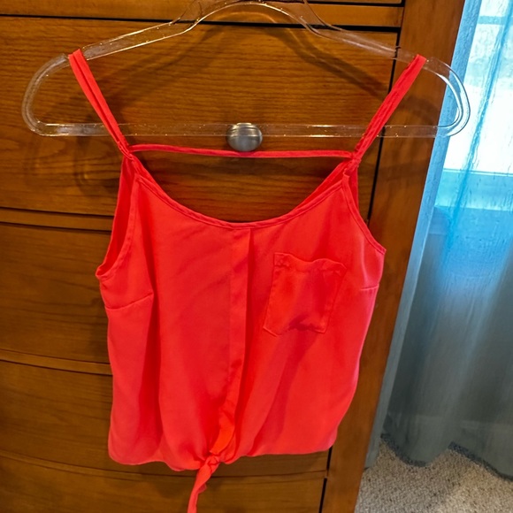 Womens hot coral summer tank, dressy material, worn 1x - Picture 2 of 5